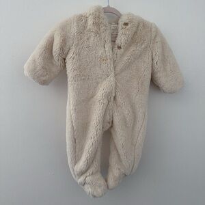 ZARA Cozy Cream FAUX fur bear bunting suit